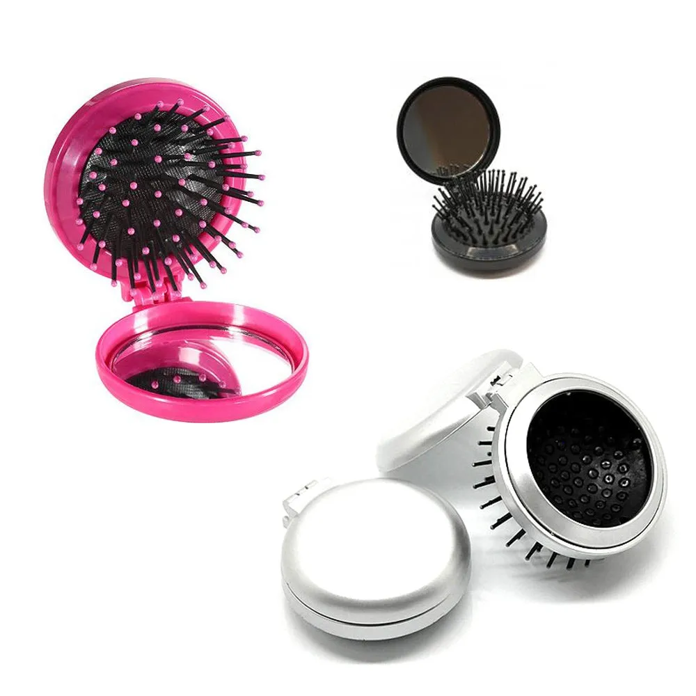 10 Pack Folding Hair Brush Mirror Compact Pocket Size Travel Car Purse Comb Gift