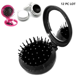 10 Pack Folding Hair Brush Mirror Compact Pocket Size Travel Car Purse Comb Gift