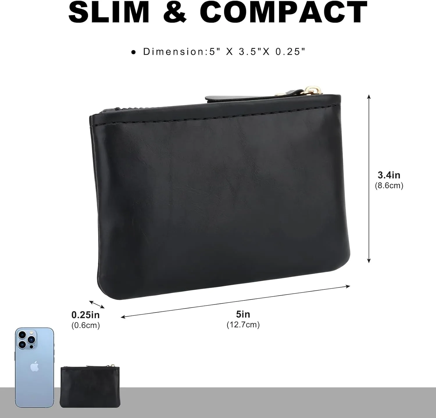 2 Pack Small PU Leather Pouch, Coin Purse Holder, Small Travel Jewelry Pouch, For Men & Women, Black (109-Black)