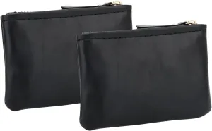 2 Pack Small PU Leather Pouch, Coin Purse Holder, Small Travel Jewelry Pouch, For Men & Women, Black (109-Black)