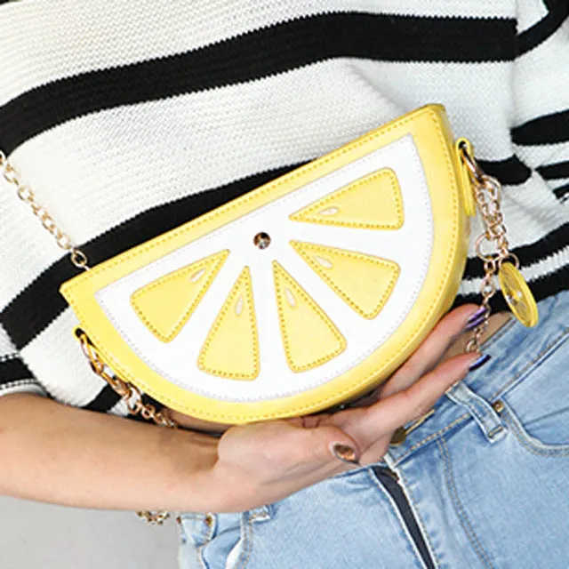 2018 summer new female bag PU leather women bag cute fruit packet chain shoulder messenger bag orange watermelon Strawberry bag