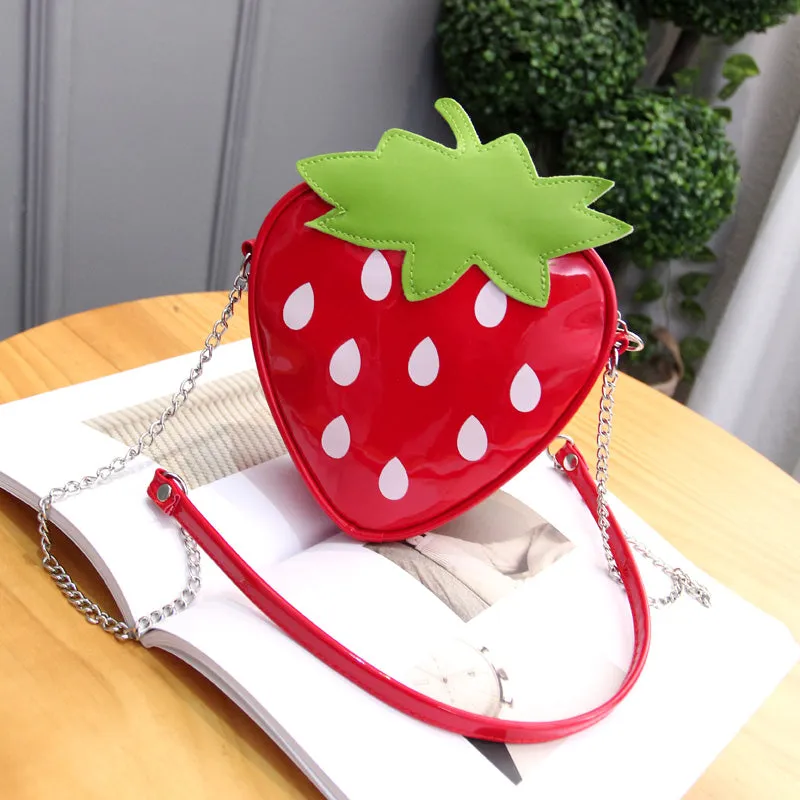 2018 summer new female bag PU leather women bag cute fruit packet chain shoulder messenger bag orange watermelon Strawberry bag