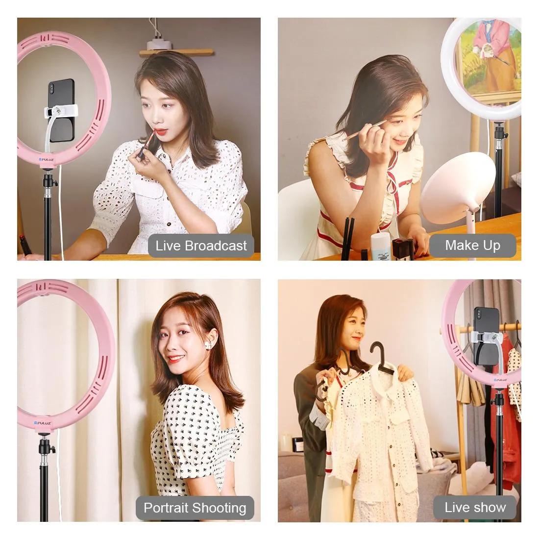30cm USB Dual Colour LED Ring Light with Phone Clamp | Black