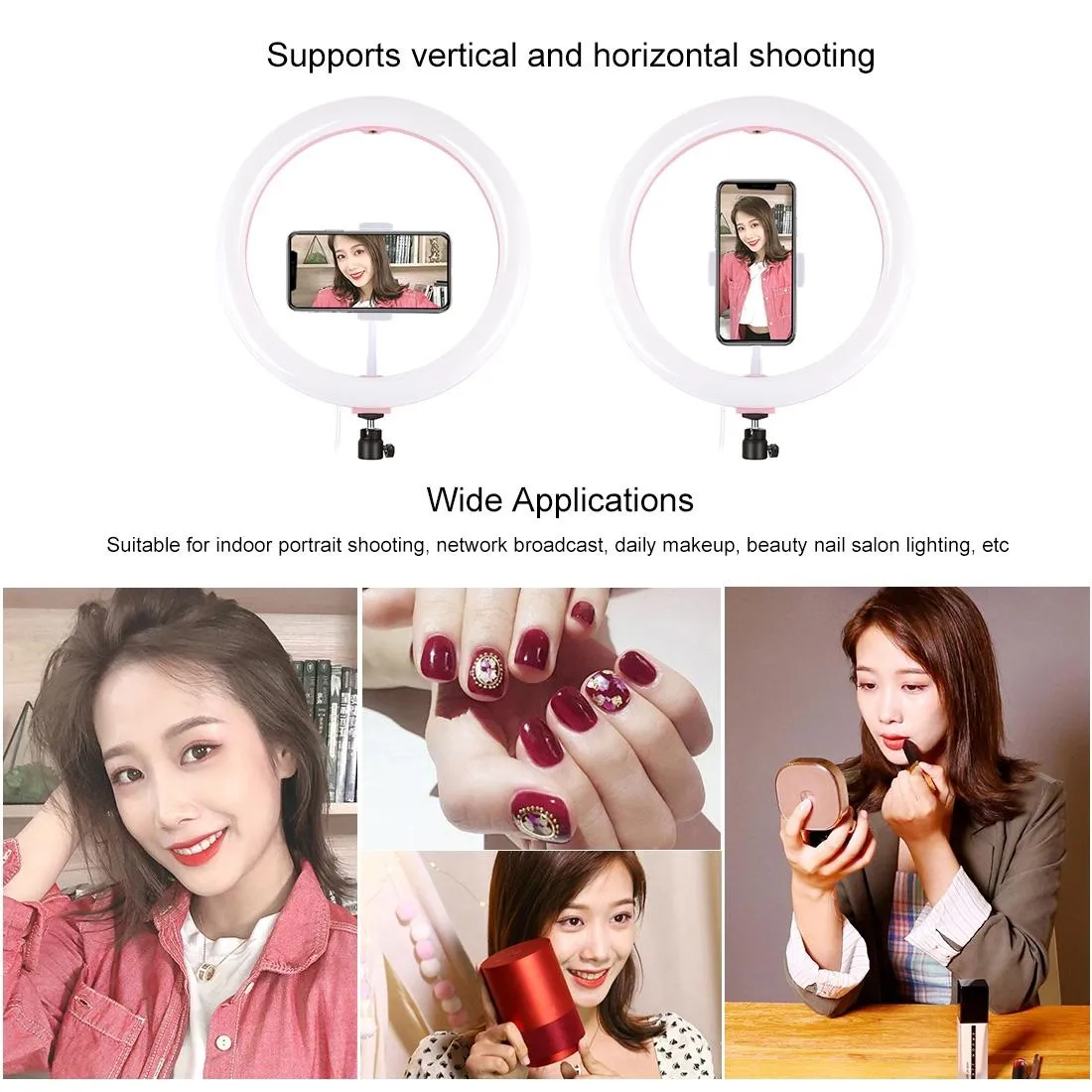 30cm USB Dual Colour LED Ring Light with Phone Clamp | Black