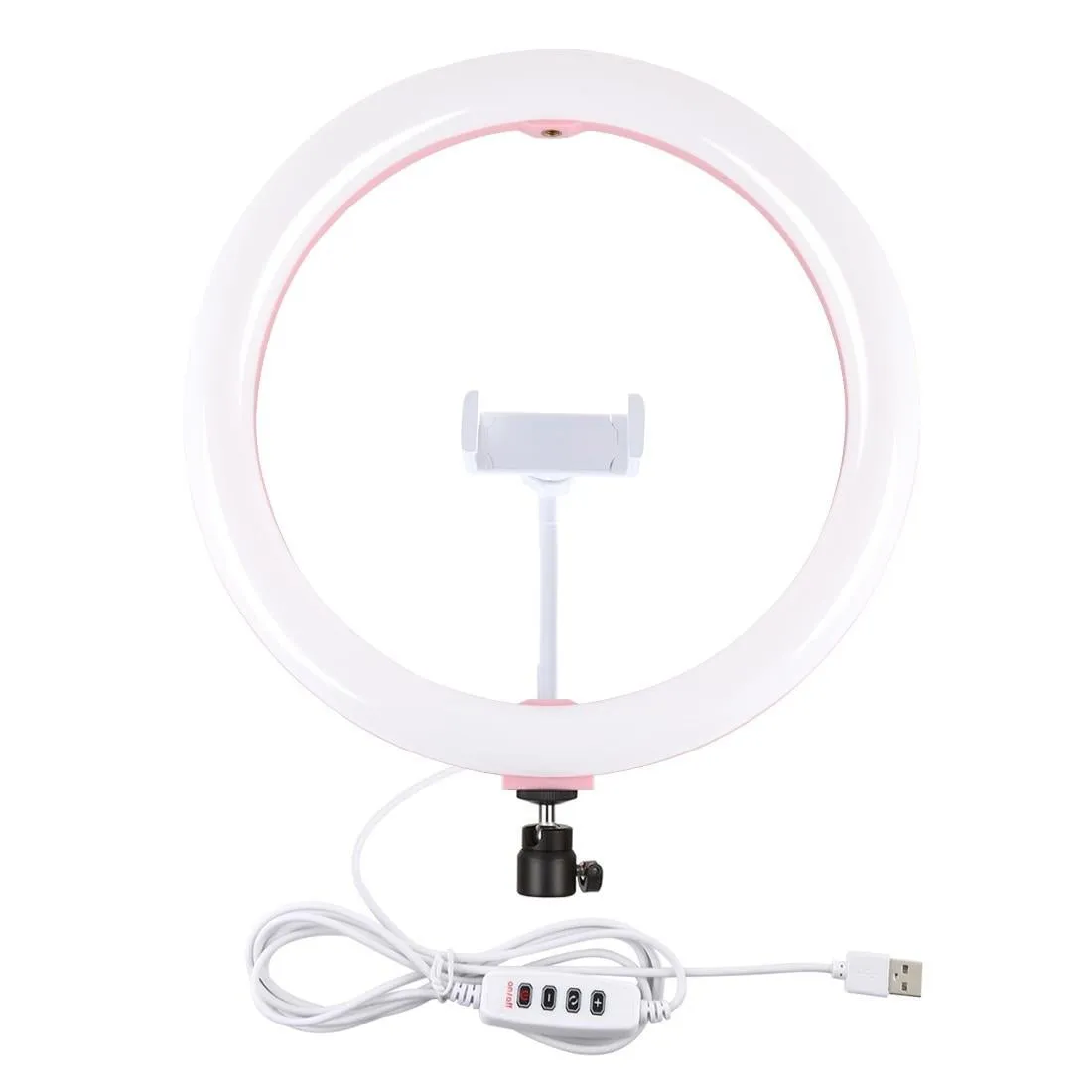 30cm USB Dual Colour LED Ring Light with Phone Clamp | Black