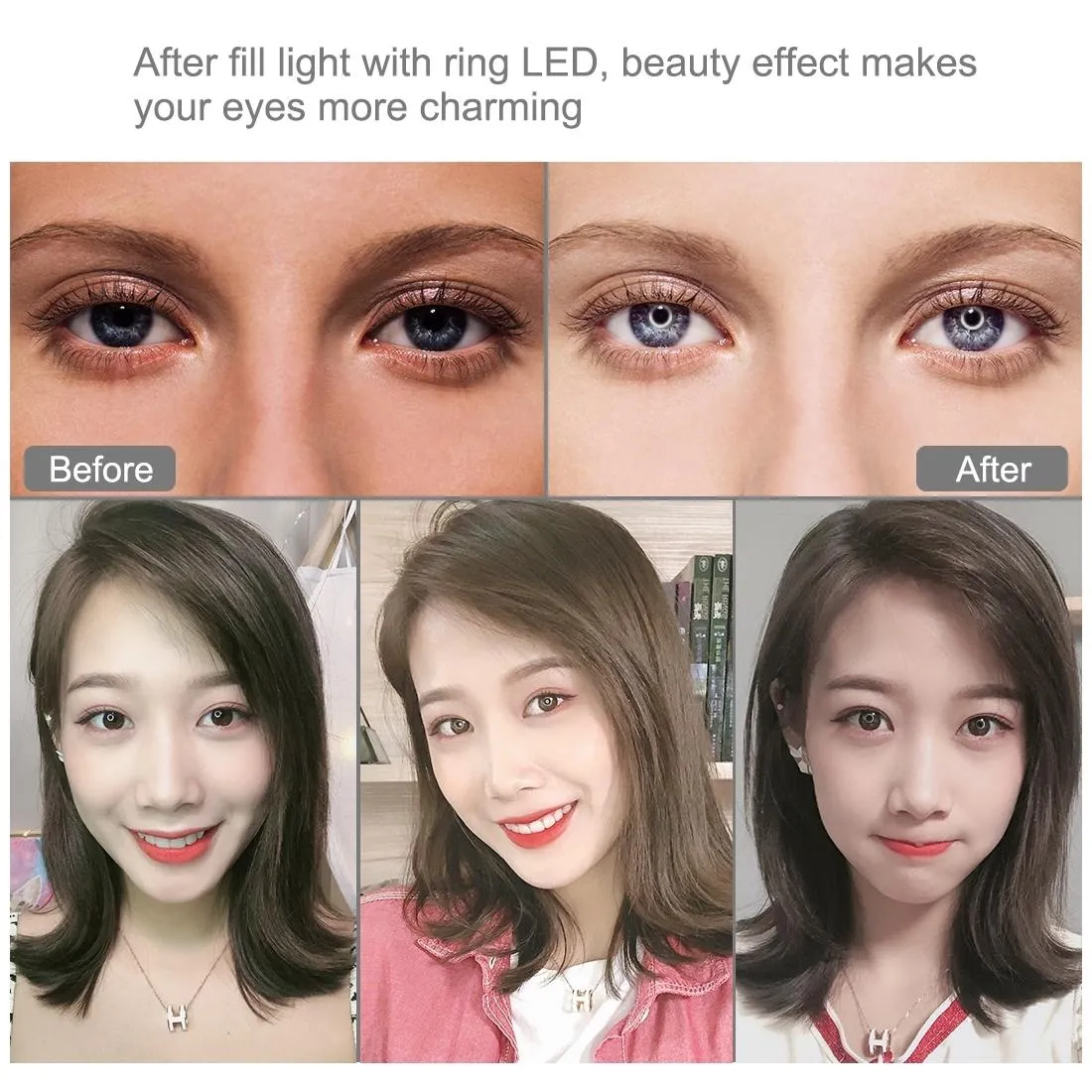 30cm USB Dual Colour LED Ring Light with Phone Clamp | Black