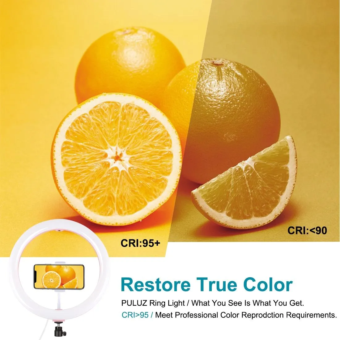 30cm USB Dual Colour LED Ring Light with Phone Clamp | Black