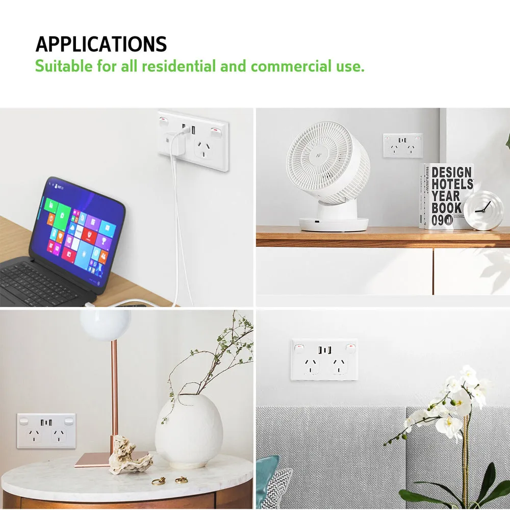 5PCS Double Power Point Dual USB   Type-C GPO | Fast Charge 3.6 Amp Wall Outlet