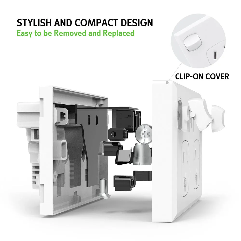 5PCS Double Power Point Dual USB   Type-C GPO | Fast Charge 3.6 Amp Wall Outlet