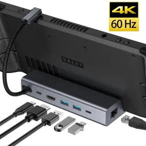 6-in-1 Docking Station for Steam Deck | HDMI | RJ45 | USB 3.0 | USB-C PD 100W