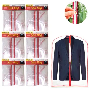 6X Garment Bags Travel Dress Suit Storage Clear Dust Cover 34" Full Zipper Coat