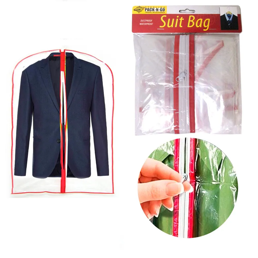 6X Garment Bags Travel Dress Suit Storage Clear Dust Cover 34" Full Zipper Coat