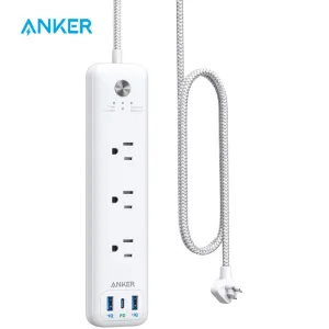 Anker 3 Outlets and 30W 3 USB (1 USB C, 2 USB A) Surge Protector, PowerPort Strip PD 3 with 6ft Long Extension Cord, Flat Plug