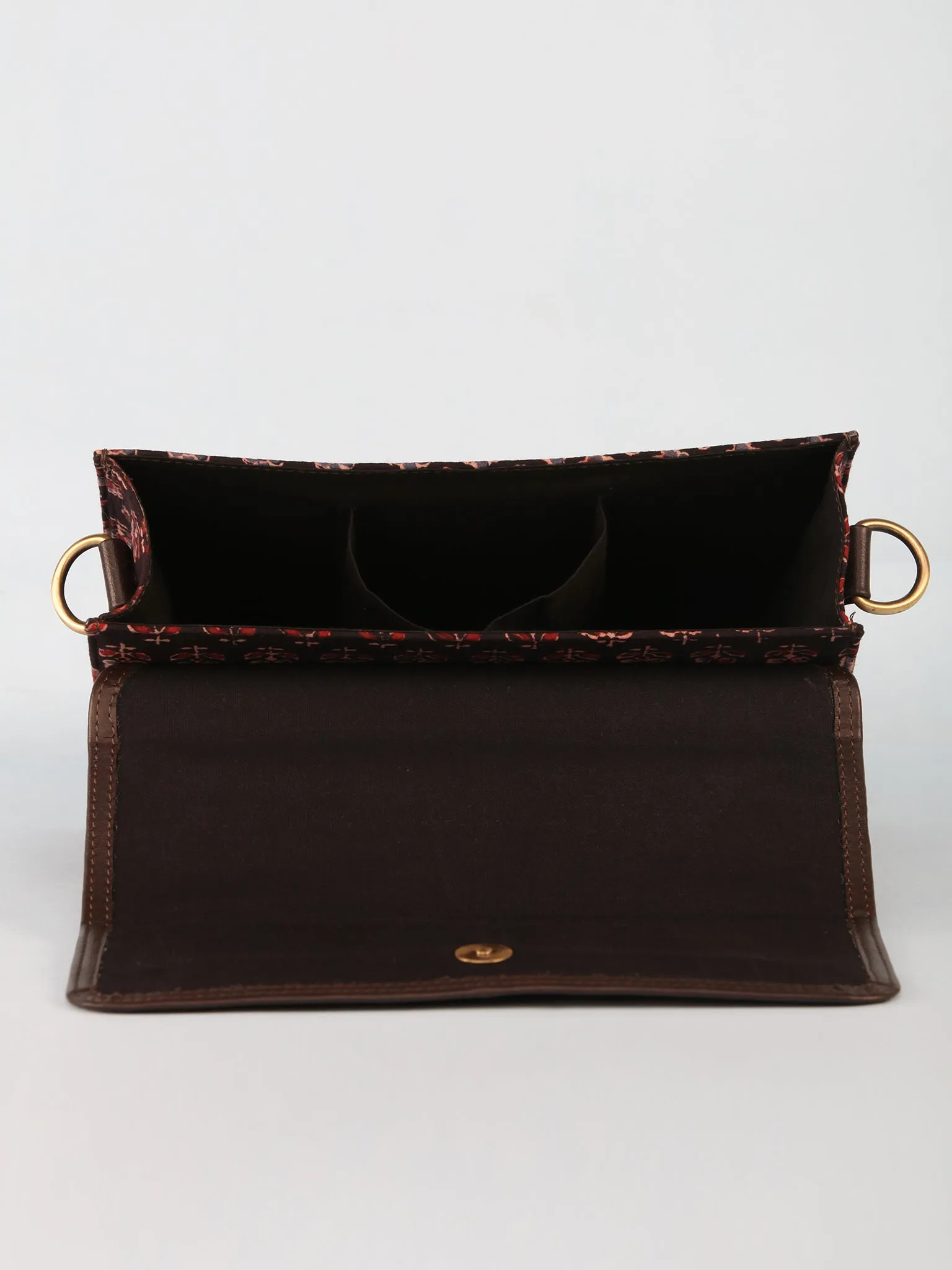 Black Maroon Ajrakh Block Printed Sling Bag - B0801