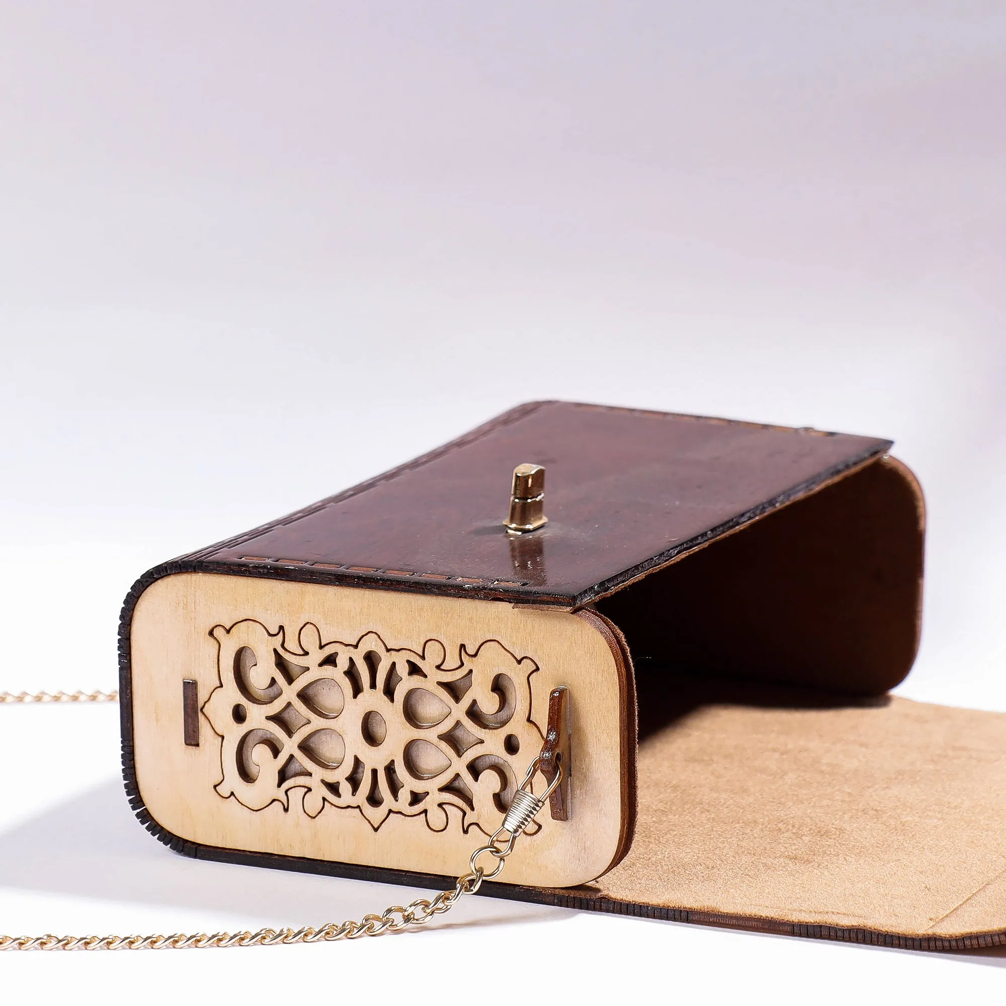 Brown - Handcrafted Birch Wooden Sling Bag