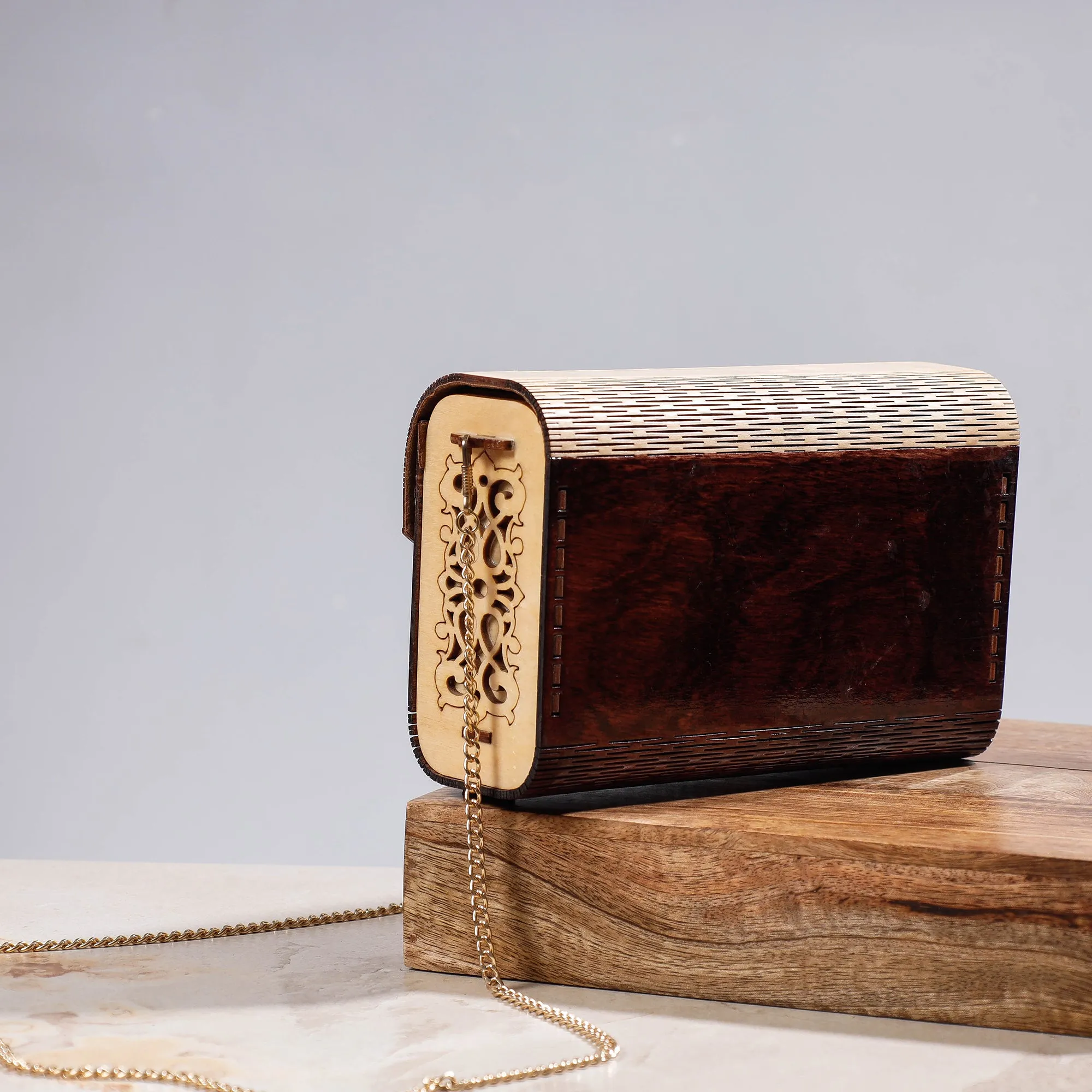 Brown - Handcrafted Birch Wooden Sling Bag