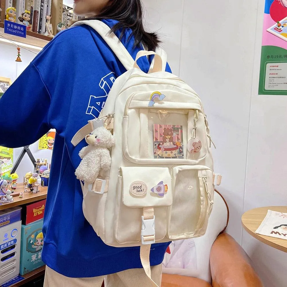 Cute Women Backpacks Waterproof Multi-Pocket Nylon School Backpack for