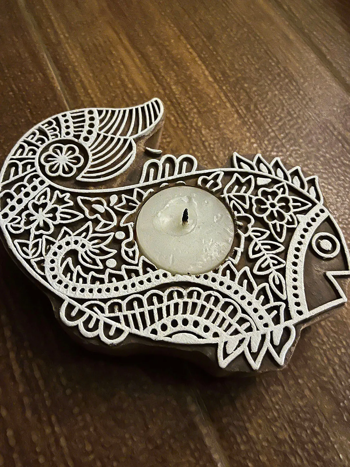 Handcrafted Wooden Tealight holders Fish design Set Of 2