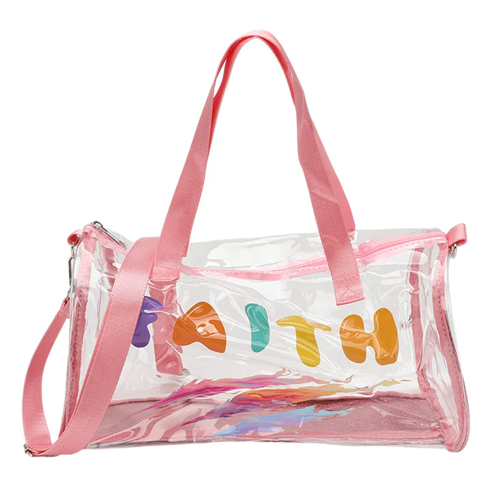 iLLASPARKZ FAITH Message Printed Transparent Boston Bag / Crossbody Bag
