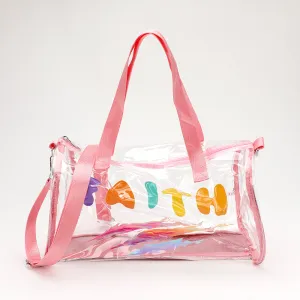 iLLASPARKZ FAITH Message Printed Transparent Boston Bag / Crossbody Bag