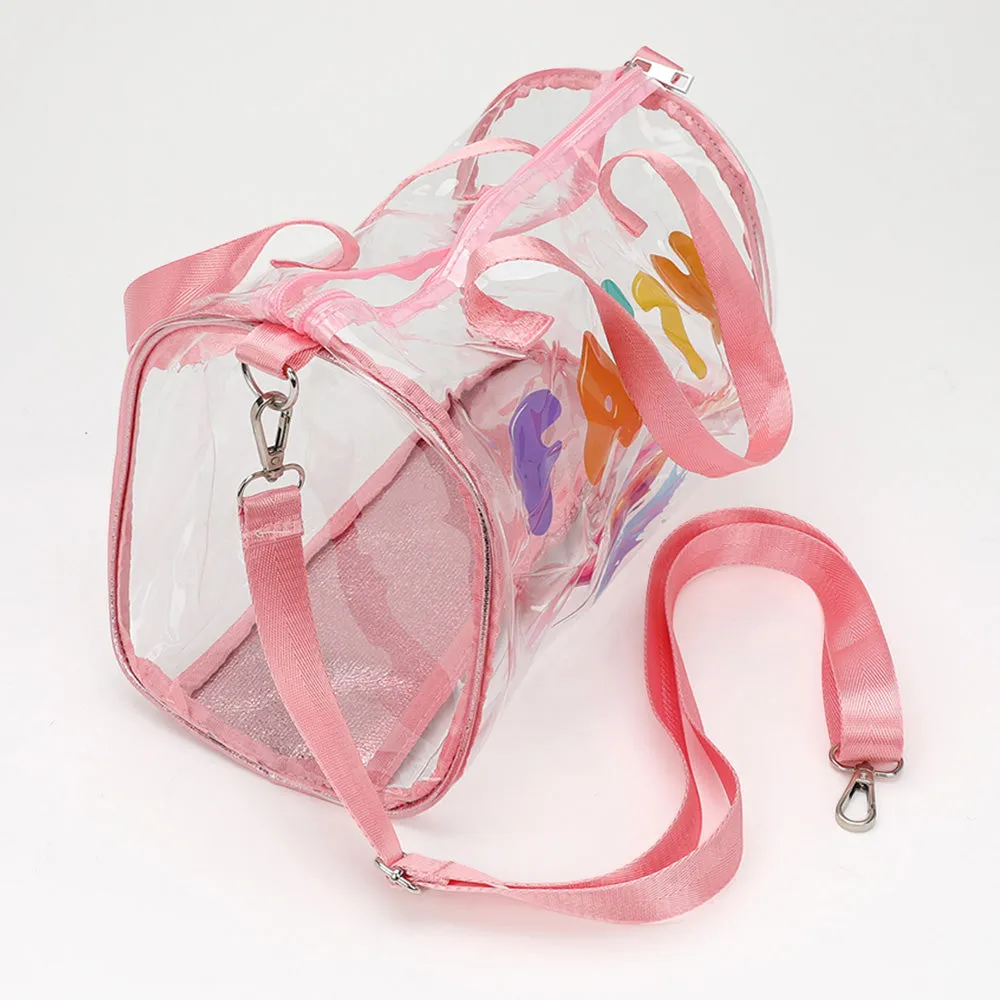 iLLASPARKZ FAITH Message Printed Transparent Boston Bag / Crossbody Bag