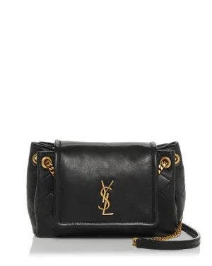 Mini Nolita Saint Laurent Quilted Leather Crossbody Bag, Black