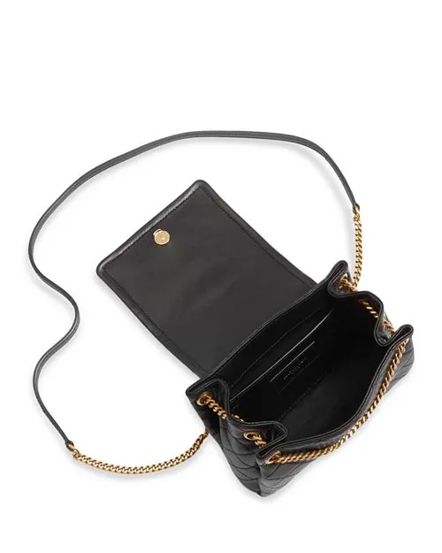 Mini Nolita Saint Laurent Quilted Leather Crossbody Bag, Black