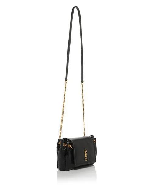 Mini Nolita Saint Laurent Quilted Leather Crossbody Bag, Black