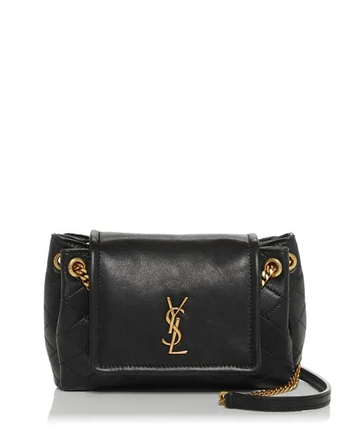 Mini Nolita Saint Laurent Quilted Leather Crossbody Bag, Black