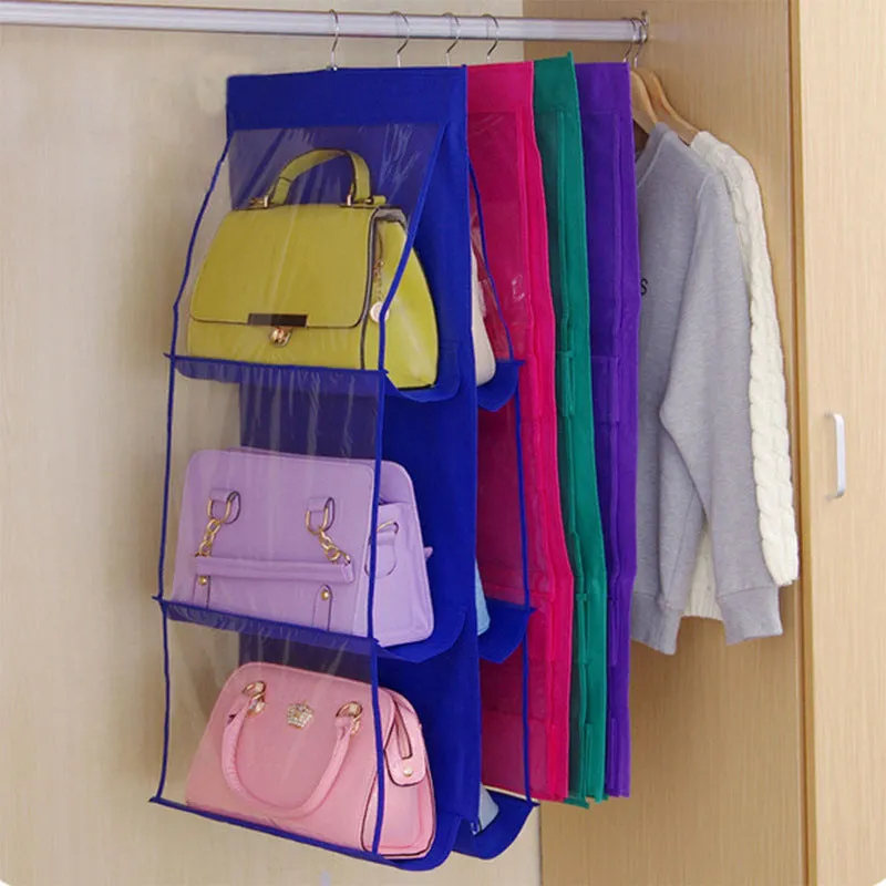 Ramadan Handbag Organizer Double Side Pocket Organizer Backpack Handbag Storage Bags Shoe Storage Bag Home Supplies Closet Rack Hangers