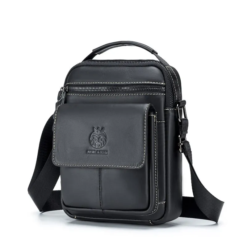 West Louis Men Cow Leather Casual Multifunction Messenger Bag
