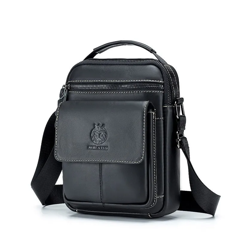 West Louis Men Cow Leather Casual Multifunction Messenger Bag