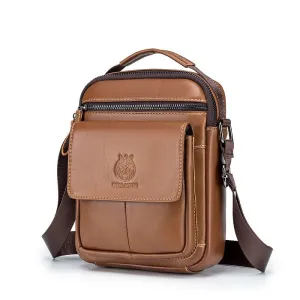 West Louis Men Cow Leather Casual Multifunction Messenger Bag