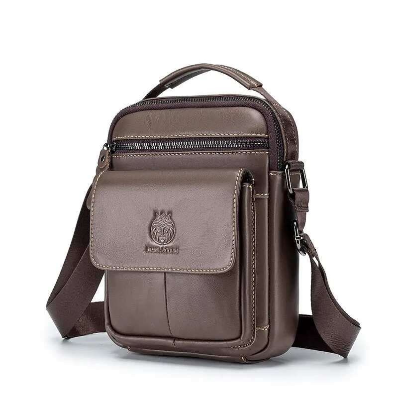 West Louis Men Cow Leather Casual Multifunction Messenger Bag