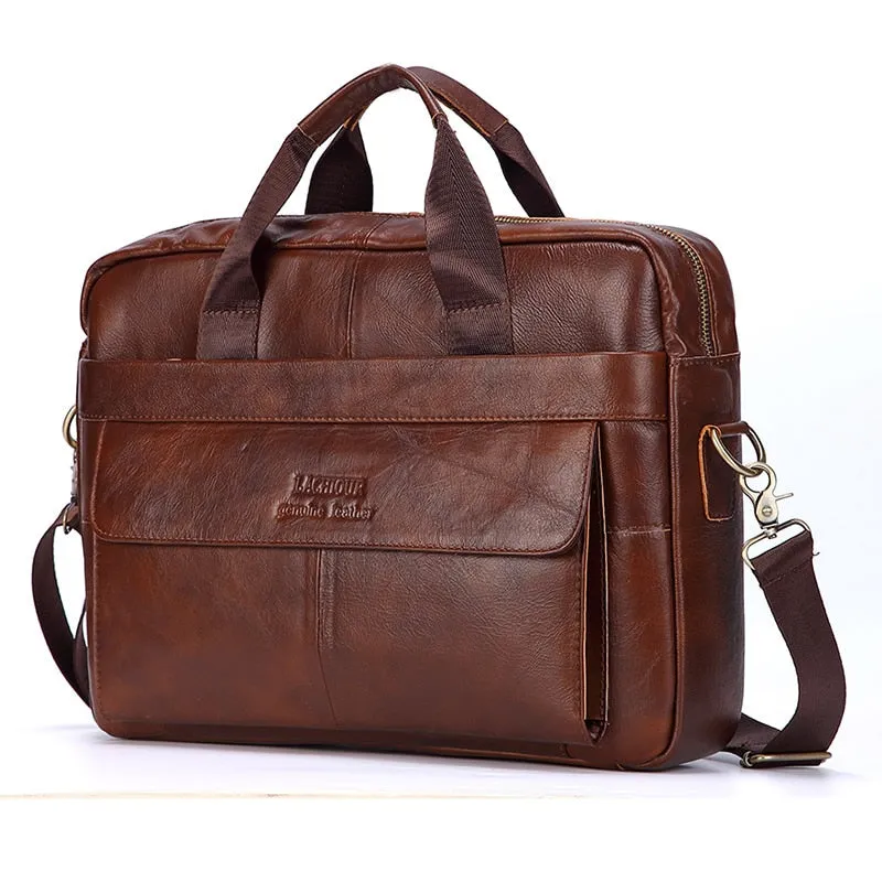 West Louis Men Genuine Leather Business Office Briefcase