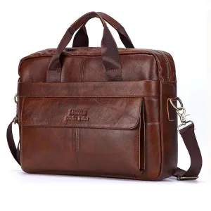West Louis Men Genuine Leather Business Office Briefcase