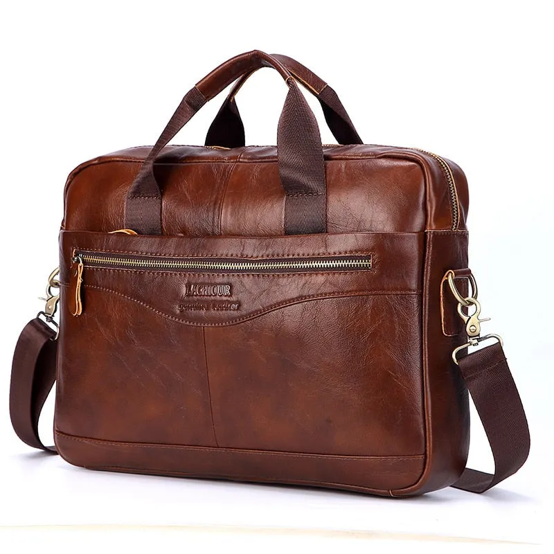 West Louis Men Genuine Leather Business Office Briefcase