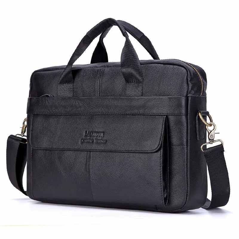 West Louis Men Genuine Leather Business Office Briefcase