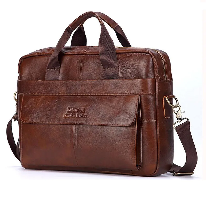 West Louis Men Genuine Leather Business Office Briefcase