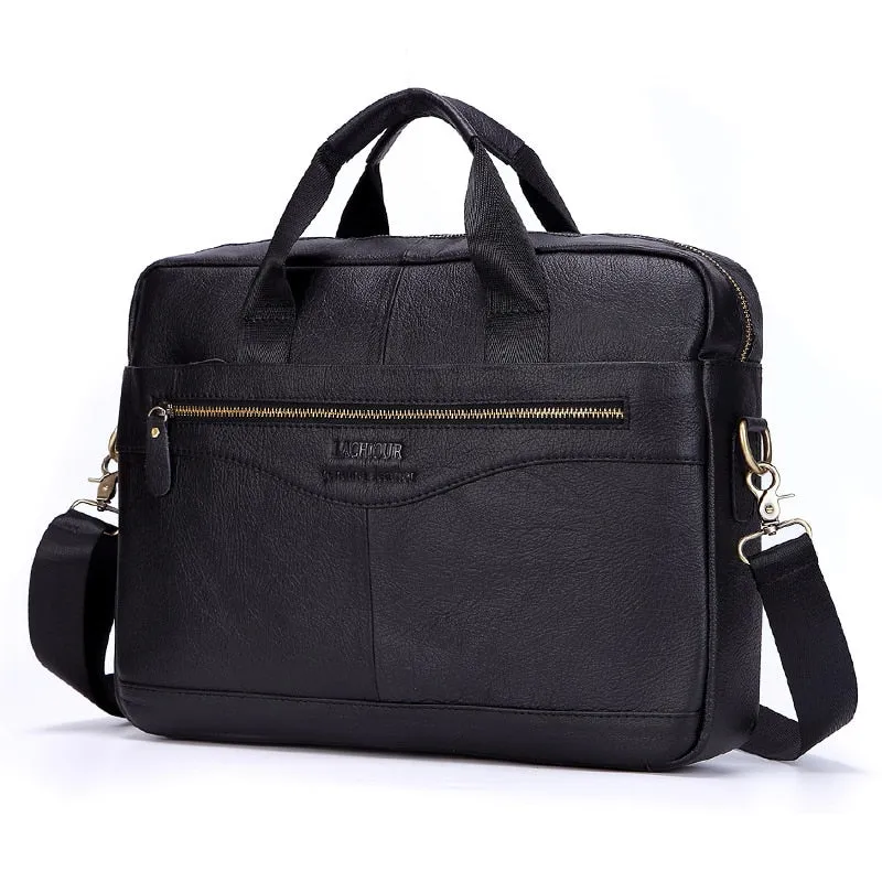West Louis Men Genuine Leather Business Office Briefcase