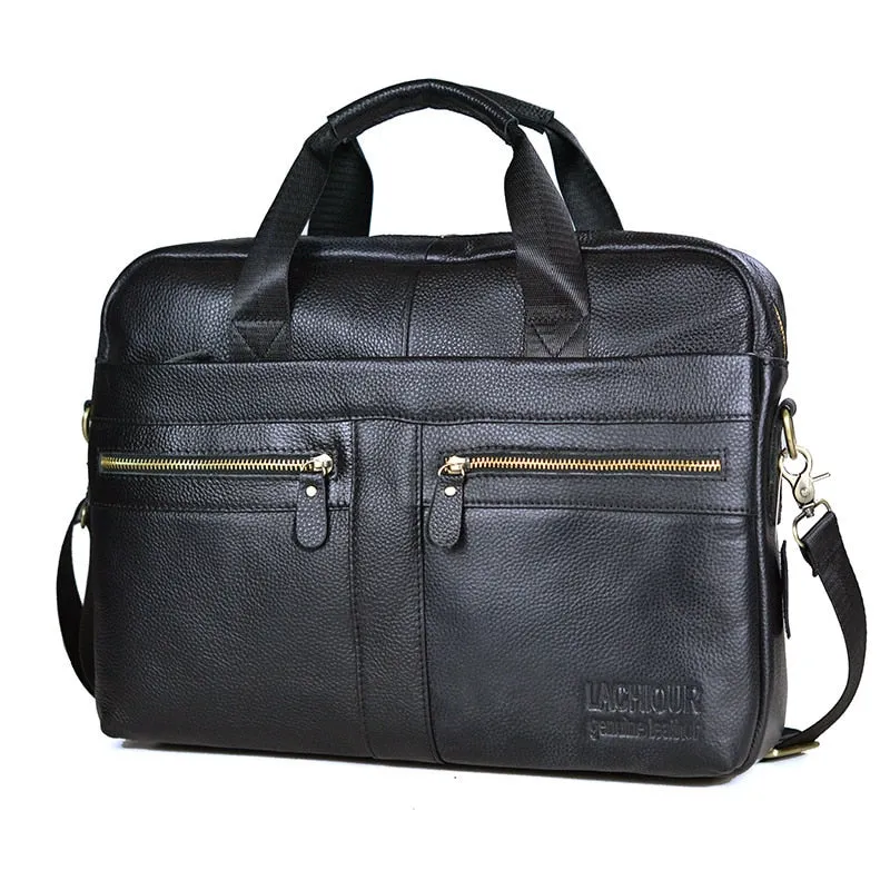 West Louis Men Genuine Leather Business Office Briefcase