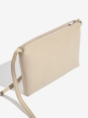 Westside Beige Self-Textured Sling Bag