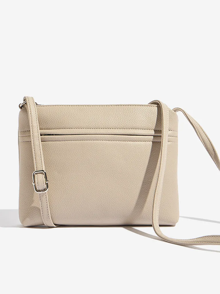 Westside Beige Self-Textured Sling Bag