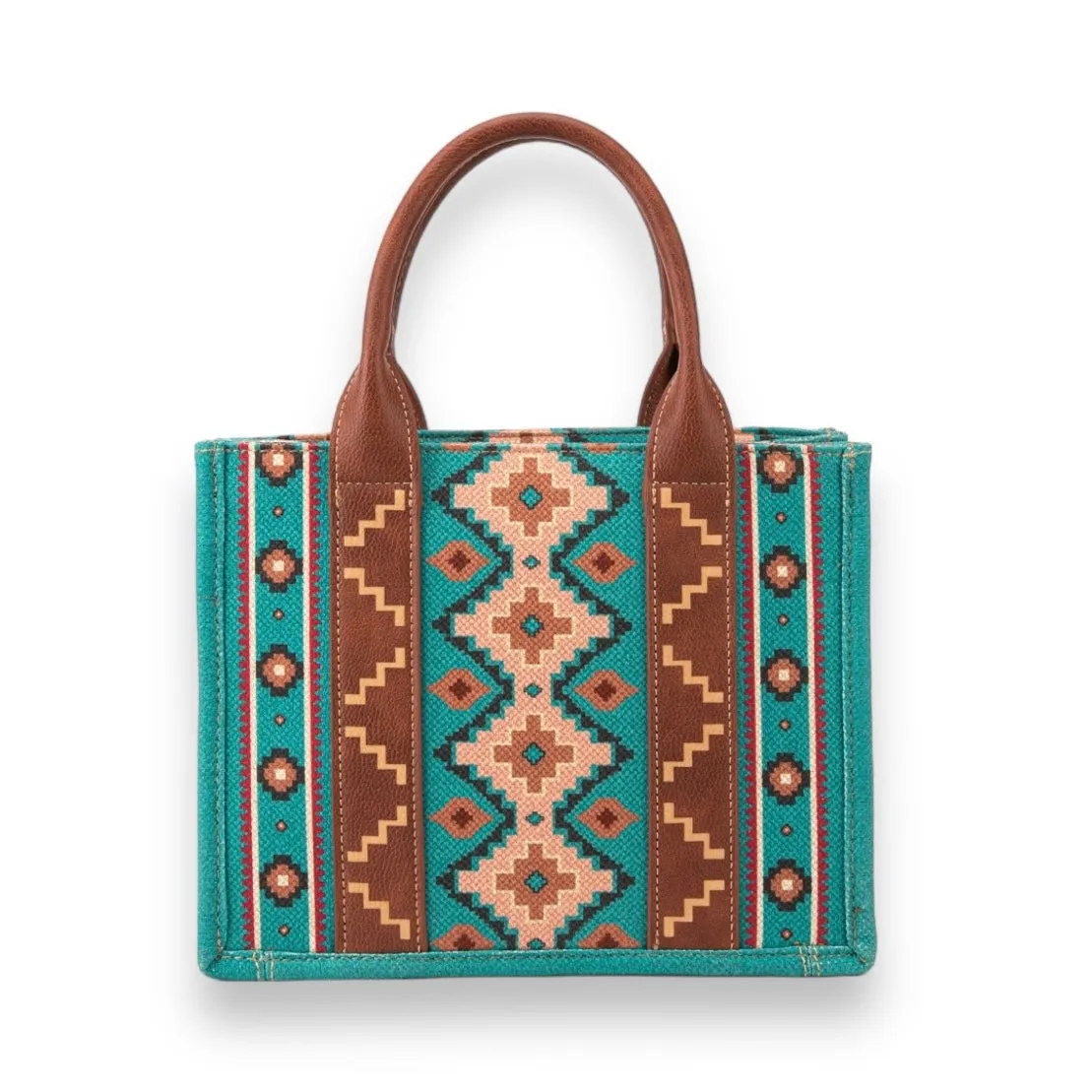 Wrangler Southwestern Print Small Canvas Tote/Crossbody - Turquoise